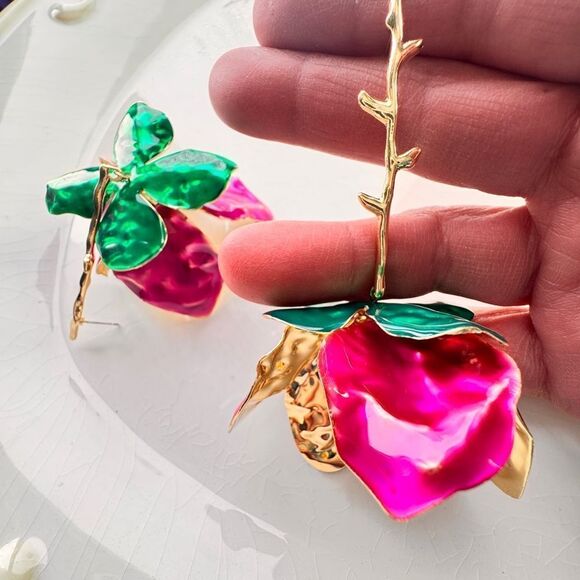 New! Zara Floral Earrings - Picture 6 of 11